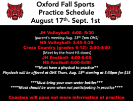 Fall Sports Start Aug. 17th